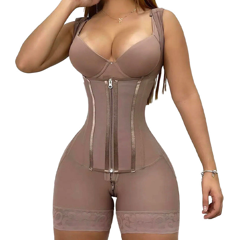 COLOMBIAN SHAPEWEAR BODYSUIT WITH ZIPPER & HOOKS - BUTT LIFTER WAIST TRAINER FOR BODY SCULPTING