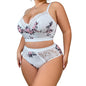 PLUS-SIZE FLORAL LINGERIE SET—LACE BRA AND PANTIES