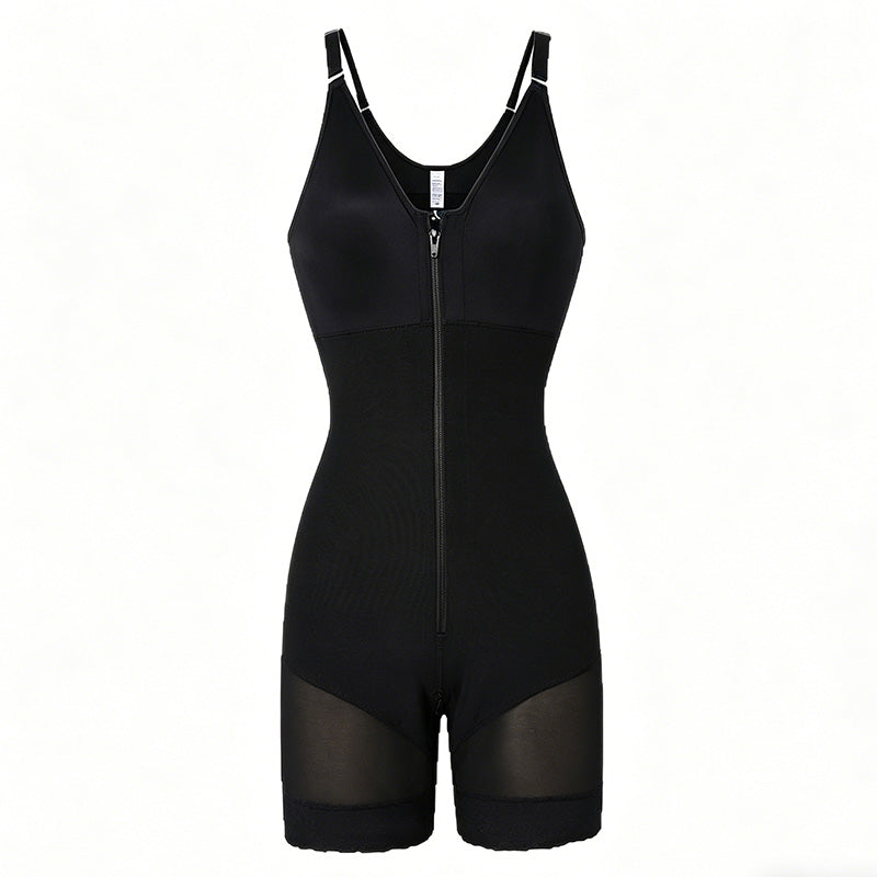 TUMMY CONTROL BUTT LIFTER SHAPER WITH ZIPPER CROTCH DETACHABLE SHOULDER STRAP