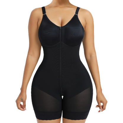 TUMMY CONTROL BUTT LIFTER SHAPER WITH ZIPPER CROTCH DETACHABLE SHOULDER STRAP