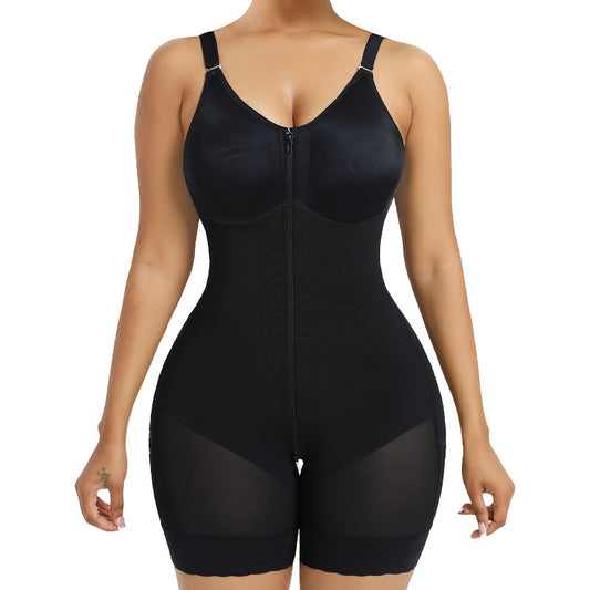 TUMMY CONTROL BUTT LIFTER SHAPER WITH ZIPPER CROTCH DETACHABLE SHOULDER STRAP